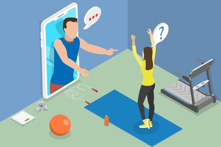 3D Isometric Flat Vector Conceptual Illustration of Online Coach stock illustration