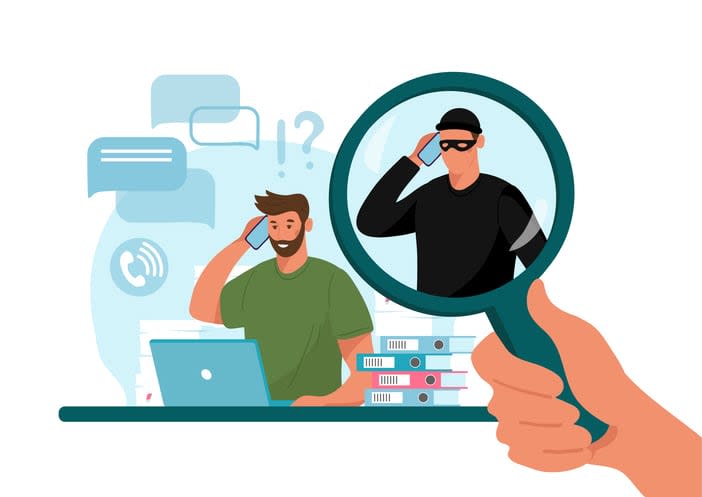 A swindler and a thief are working at the computer