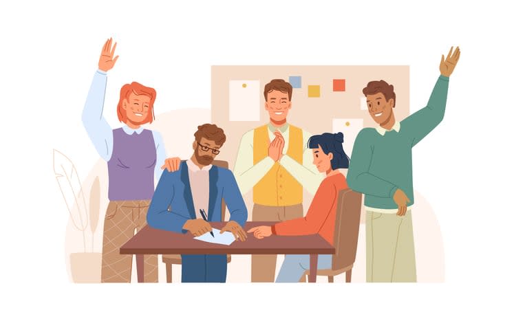 Boss or director signing document or agreement