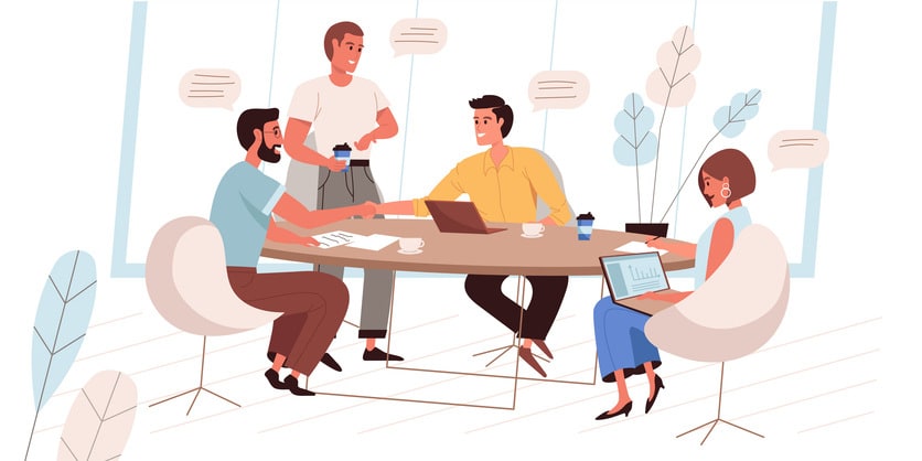 Business meeting web concept in flat style