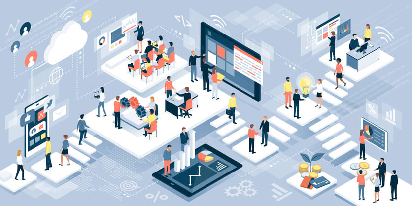 Business people and technology stock illustration
