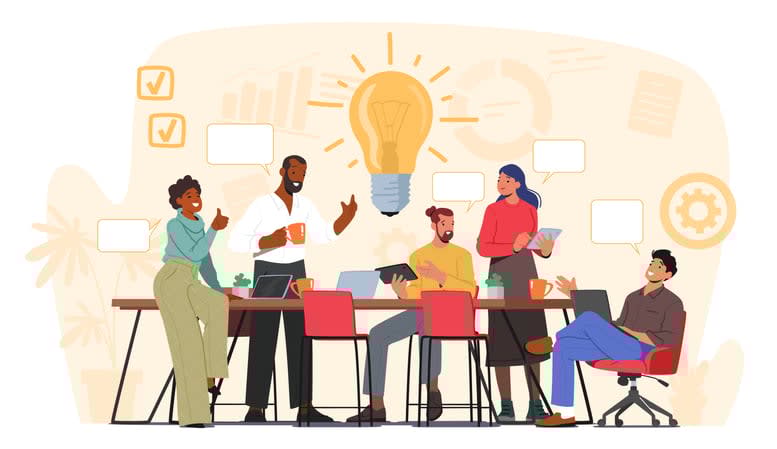 Business People Discussing Idea on Board Meeting in Office