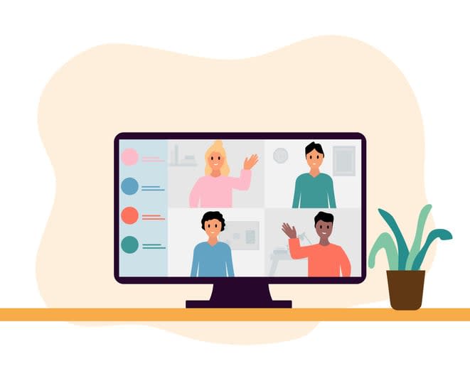Business people having video conferences on a laptop