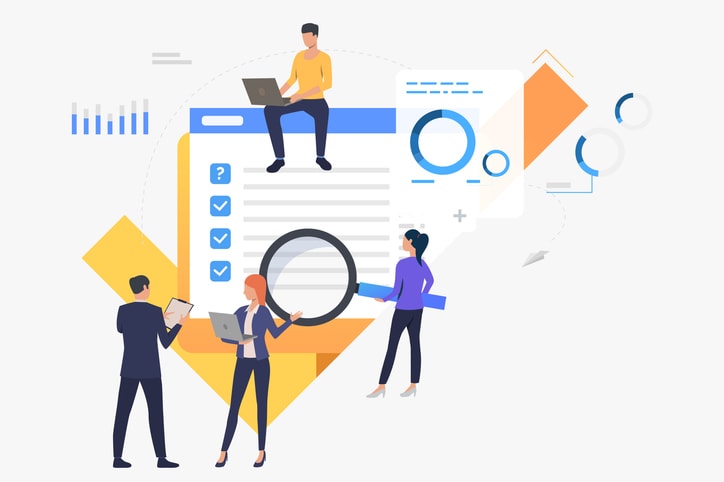 Business people working and searching for applicants stock illustration