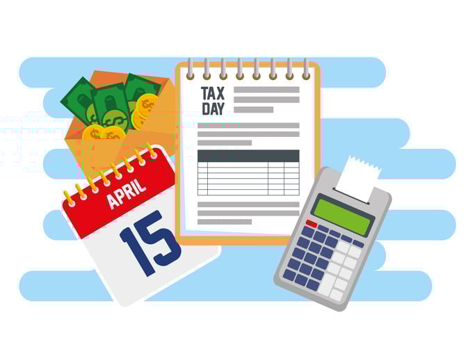 Business service tax with dataphone and calendar stock illustration