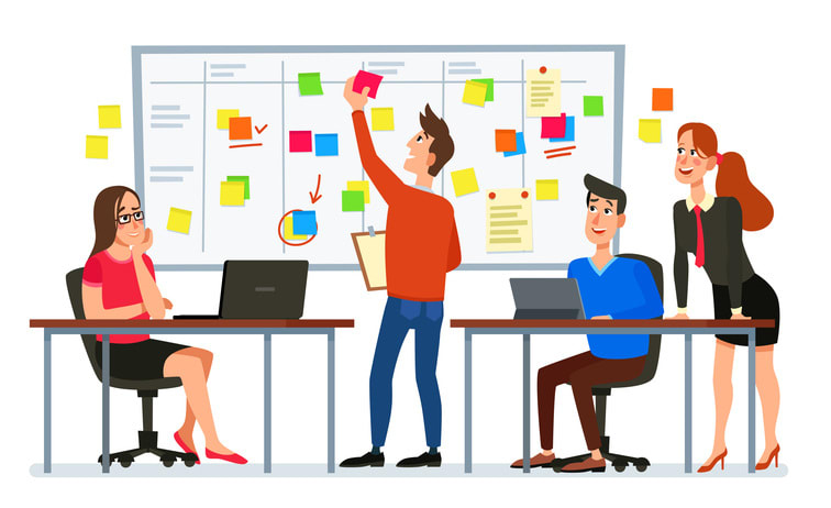 Business team planning tasks