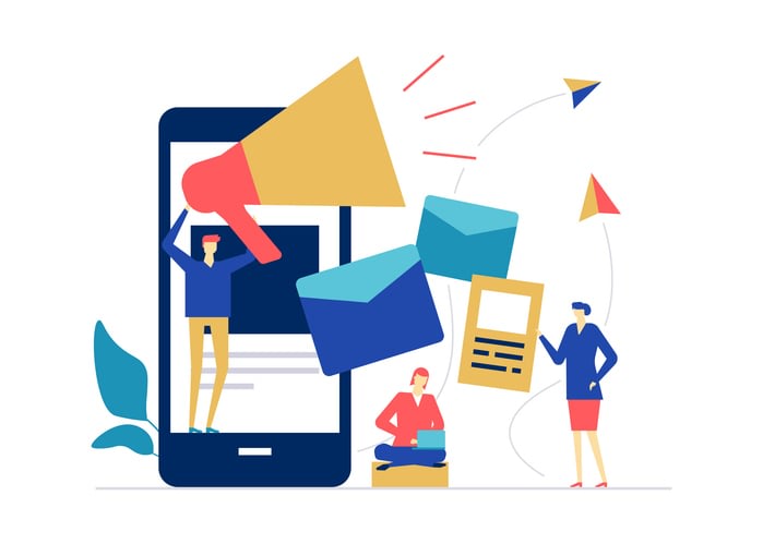 Digital marketing - flat design style colorful illustration stock illustration