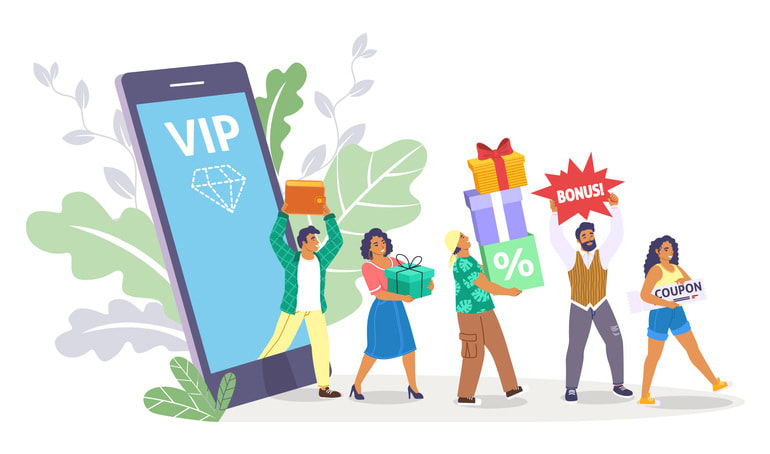 Earn points, bonuses, discount coupons for online purchases, Customer reward loyalty program, buyers attraction, vector