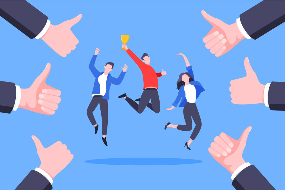 Employee recognition or proud worker of the month business concept stock illustration