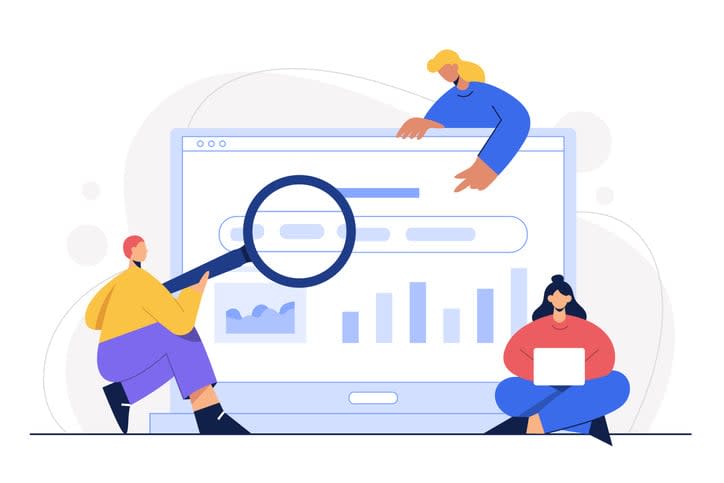 Flat vector illustration employee working in office workplace