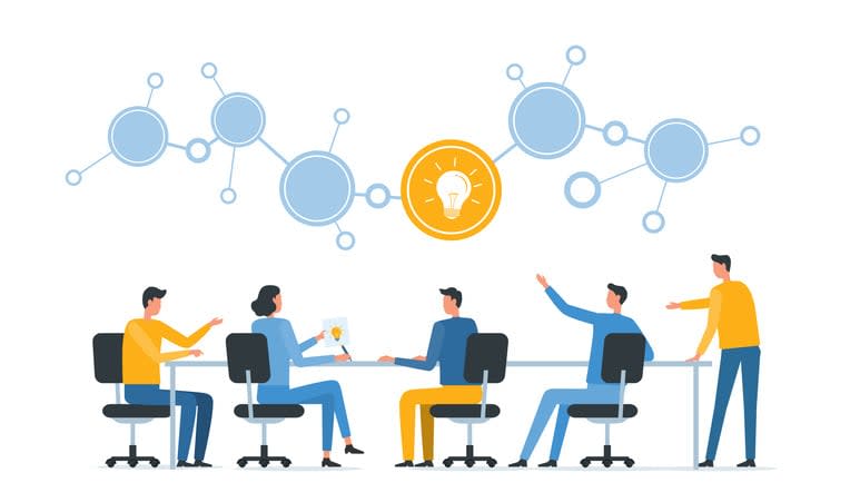 group of people working thinking ideas together for business development