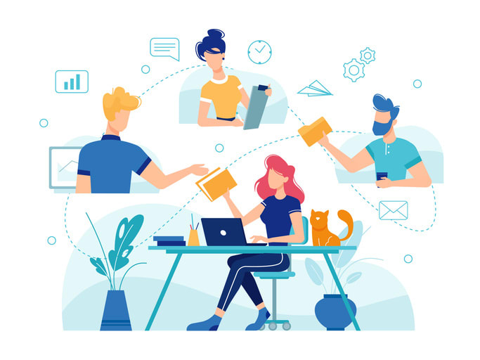 Home office freelance teamwork online management tasks