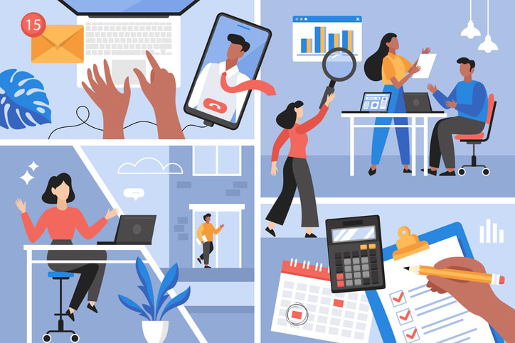 Hybrid working and return to office business concept