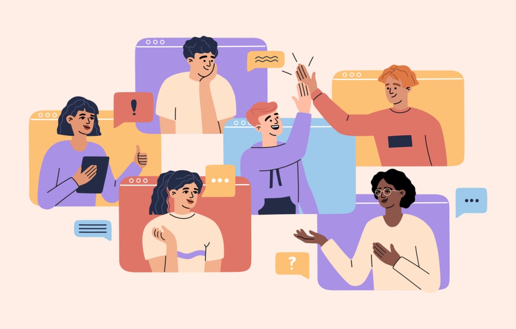 virtual conference with team of remote workers