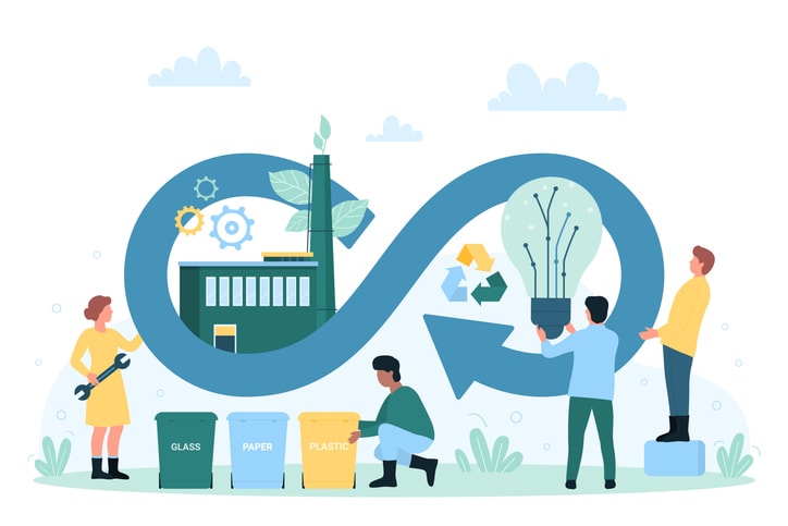light bulb inside and tiny people stock illustration
