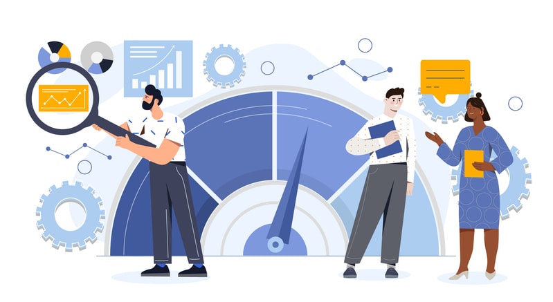Modern benchmarking as business compare tool for improvement stock illustration