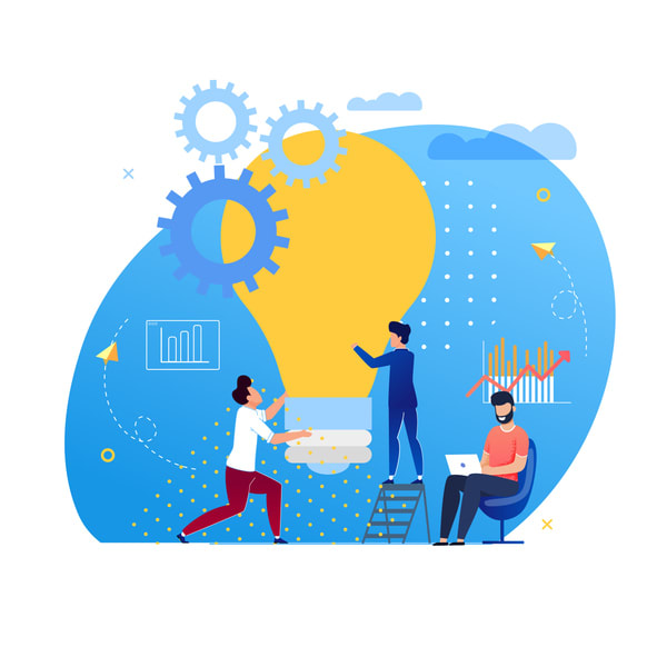Office Situation Support for Ideas Cartoon Flat