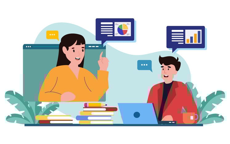 Online group discussion design stock illustration