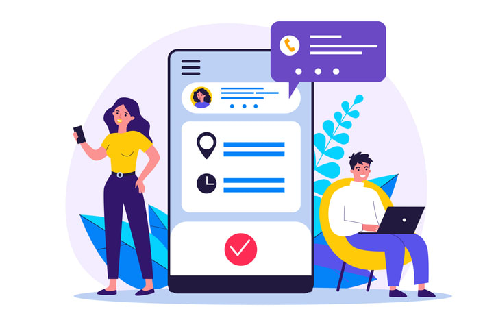 People using appointment business application stock illustration
