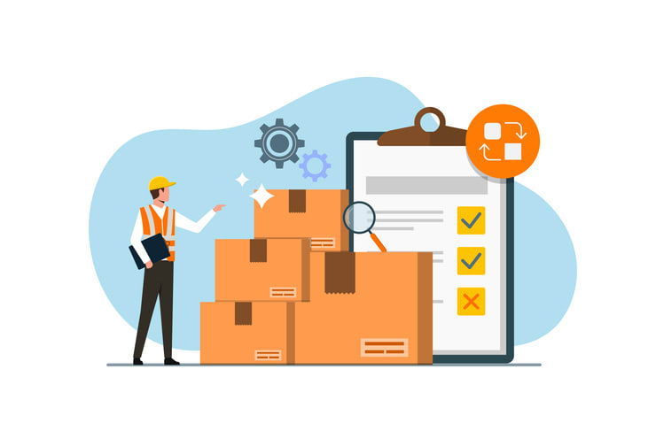 professional manager checking goods and stock supply