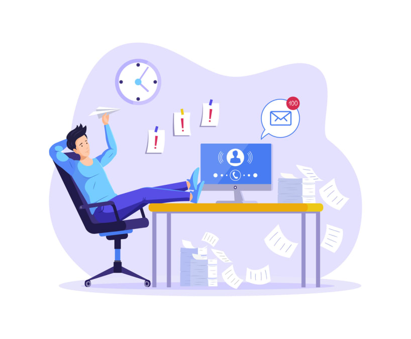 relaxed man sitting with his legs on desk with computer