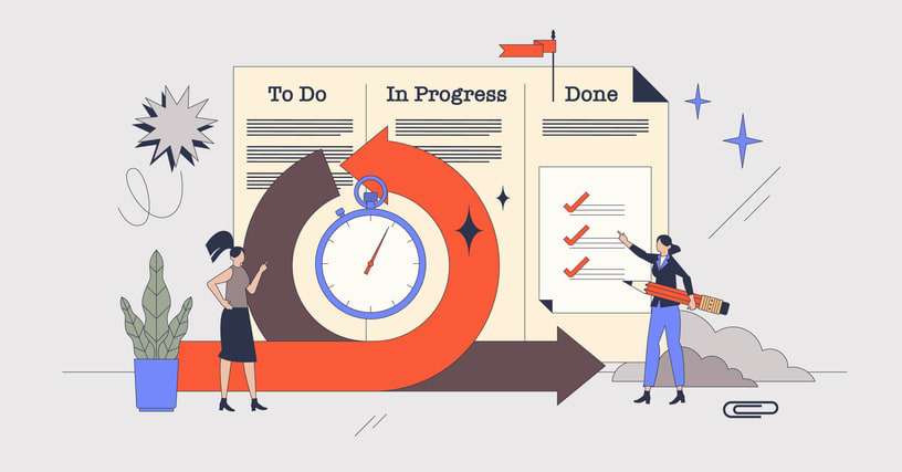 Scrum framework methodology for work organization retro tiny person concept stock illustration