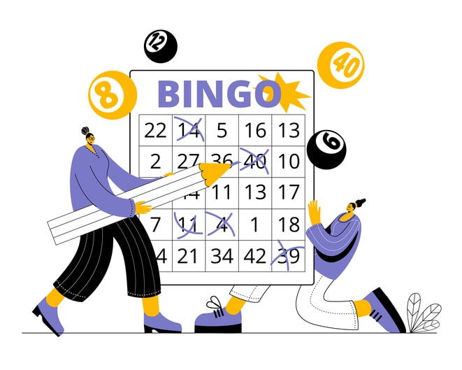 The characters fill out a bingo card