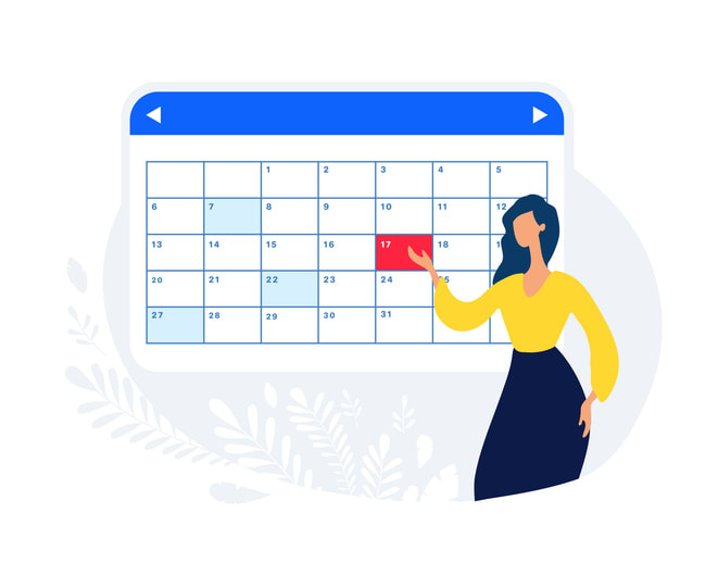 The cute girl is planning a meeting or work in the schedule