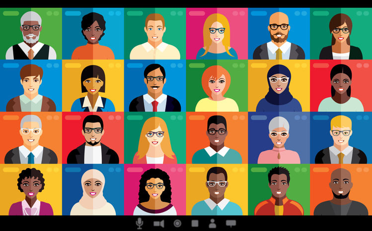 ulticolored vector illustration of video conference