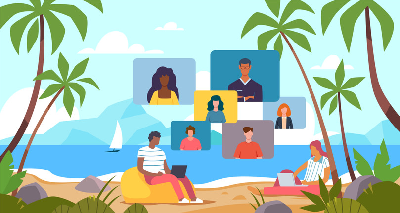 Vacation and online chat with friends
