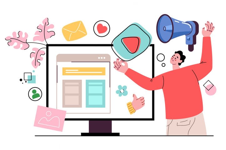 Viral social media marketing business advertising online internet announcement abstract concept
