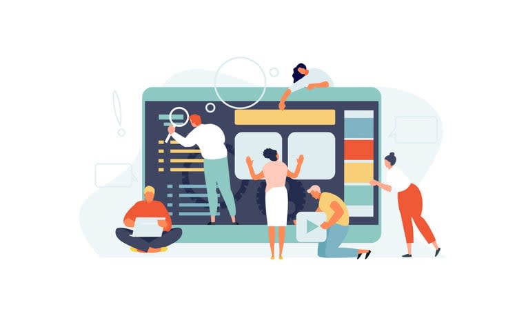 Web development team agency vector stock illustration