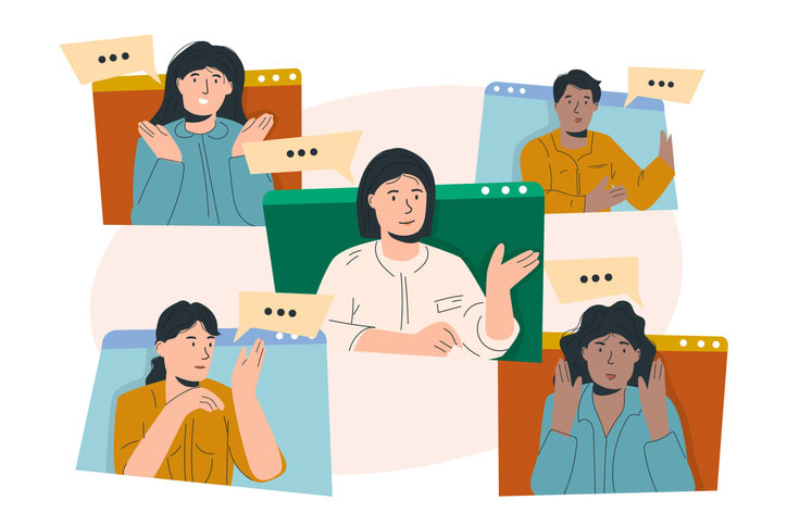 Young people talking via video