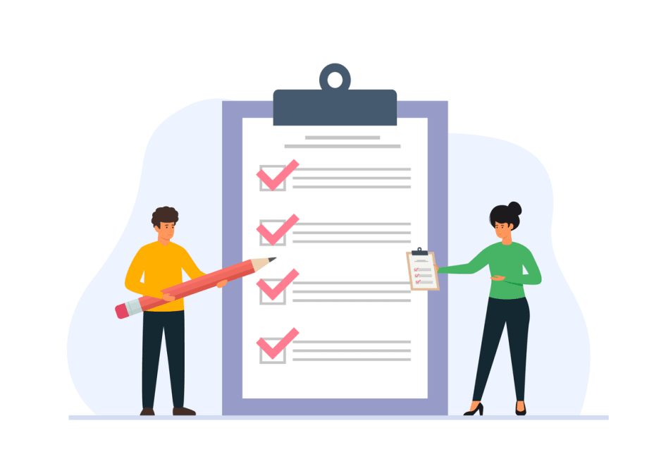 completed checklist on clipboard