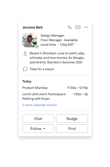 User profile card
